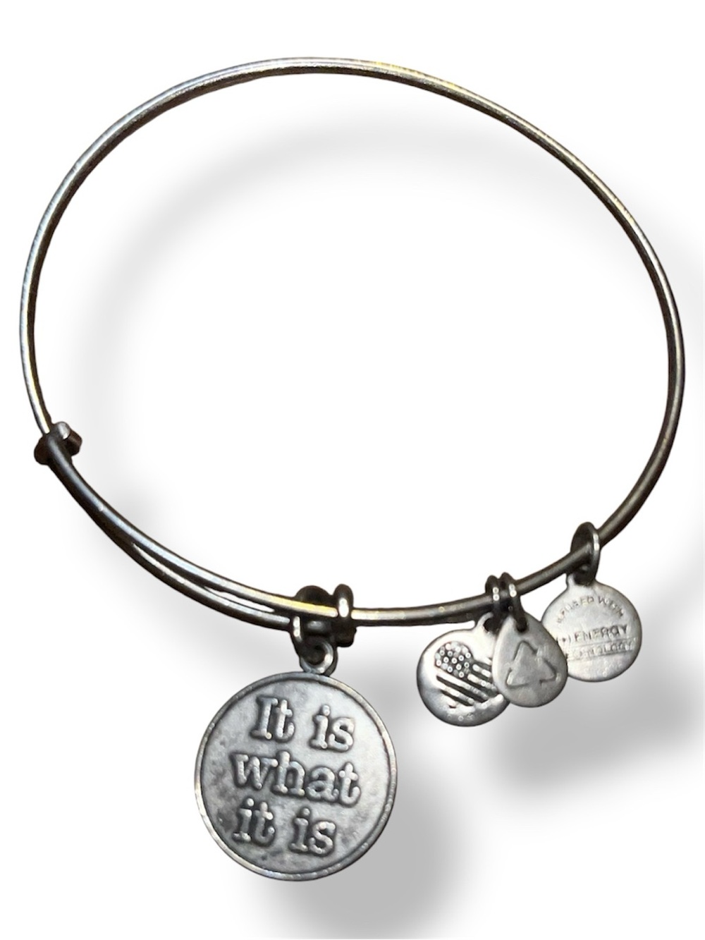 Alex and Ani Silver-Tone 'It Is What It Is' Charm Bangle Bracelet